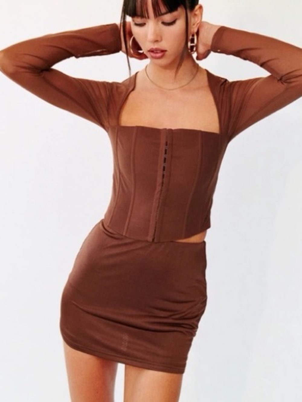 With Jean Miles Micro Mini Skirt in Chocolate